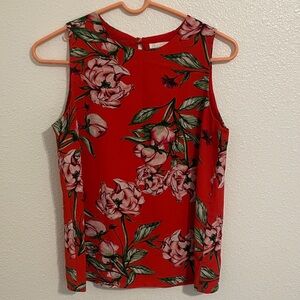 Floral Sleeveless Red Top